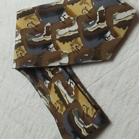 100% silk J. Garcia Men's tie in Browns and Gray - Picture 3 of 6
